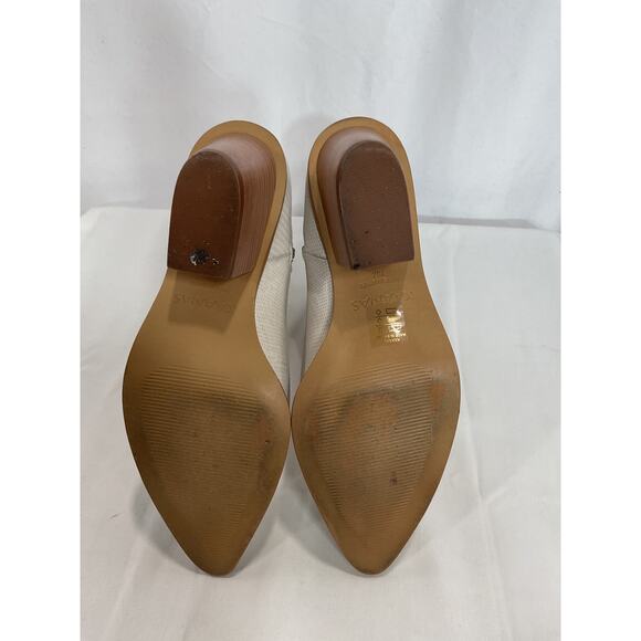 Kaanas 'Hague' White Leather Wooden Block Pointed Toe Heeled Boot Size 8 - Picture 5 of 5